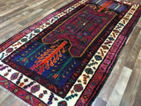 Persian Rug Hand Knotted Oriental Rug Semi-Antique Persian Hamadan Oriental Runner Rug 4'1 x 8'6