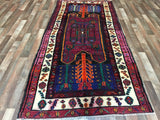 Persian Rug Hand Knotted Oriental Rug Semi-Antique Persian Hamadan Oriental Runner Rug 4'1 x 8'6