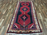 Persian Rug Hand Knotted Oriental Rug Semi-Antique Persian Hamadan Oriental Runner Rug 4'1 x 9'7