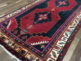 Persian Rug Hand Knotted Oriental Rug Semi-Antique Persian Hamadan Oriental Runner Rug 4'1 x 9'7