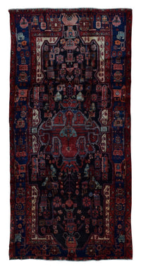 Persian Rug Hand Knotted Oriental Rug Semi-Antique Persian Hamadan Oriental Runner Rug 4'10X9'10