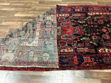 Persian Rug Hand Knotted Oriental Rug Semi-Antique Persian Hamadan Oriental Runner Rug 4'10X9'10