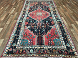 Persian Rug Hand Knotted Oriental Rug Semi-Antique Persian Hamadan Oriental Runner Rug 4'11x10'7