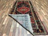 Persian Rug Hand Knotted Oriental Rug Semi-Antique Persian Hamadan Oriental Runner Rug 4'11x10'7