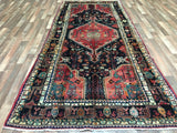Persian Rug Hand Knotted Oriental Rug Semi-Antique Persian Hamadan Oriental Runner Rug 4'11x10'7