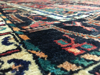 Persian Rug Hand Knotted Oriental Rug Semi-Antique Persian Hamadan Oriental Runner Rug 4'11x10'7