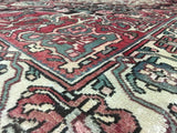 Persian Rug Hand Knotted Oriental Rug Semi-Antique Persian Hamadan Oriental Runner Rug 4'11x9'4