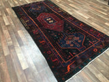 Persian Rug Hand Knotted Oriental Rug Semi-Antique Persian Hamadan Oriental Runner Rug 4'4X9'2