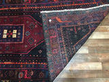 Persian Rug Hand Knotted Oriental Rug Semi-Antique Persian Hamadan Oriental Runner Rug 4'4X9'2