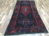 Persian Rug Hand Knotted Oriental Rug Semi-Antique Persian Hamadan Oriental Runner Rug 4'4X9'2