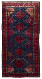 Persian Rug Hand Knotted Oriental Rug Semi-Antique Persian Hamadan Oriental Runner Rug 4'9' x 9'5