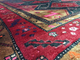 Persian Rug Hand Knotted Oriental Rug Semi-Antique Persian Hamadan Oriental Runner Rug 4'9' x 9'5