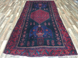 Persian Rug Hand Knotted Oriental Rug Semi-Antique Persian Hamadan Oriental Runner Rug 4'9X10'4