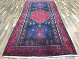 Persian Rug Hand Knotted Oriental Rug Semi-Antique Persian Hamadan Oriental Runner Rug 4'9X10'4