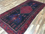 Persian Rug Hand Knotted Oriental Rug Semi-Antique Persian Hamadan Oriental Runner Rug 4'9X10'4