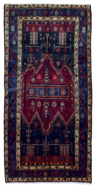 Persian Rug Hand Knotted Oriental Rug Semi-Antique Persian Hamadan Oriental Runner Rug 5'1X9'10