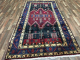 Persian Rug Hand Knotted Oriental Rug Semi-Antique Persian Hamadan Oriental Runner Rug 5'1X9'10