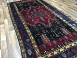 Persian Rug Hand Knotted Oriental Rug Semi-Antique Persian Hamadan Oriental Runner Rug 5'1X9'10