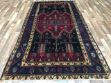 Persian Rug Hand Knotted Oriental Rug Semi-Antique Persian Hamadan Oriental Runner Rug 5'1X9'10