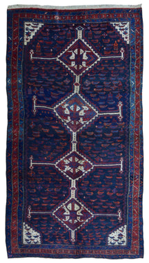 Persian Rug Hand Knotted Oriental Rug Semi-Antique Persian Hamadan Oriental Runner Rug 5'X9'