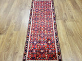 Persian Rug Hand Knotted Oriental Rug Semi Antique Persian Hamadan Rug 2'1X5'11