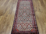 Persian Rug Hand Knotted Oriental Rug Semi-Antique Persian Hamadan Rug 2'7 x 6'