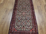 Persian Rug Hand Knotted Oriental Rug Semi-Antique Persian Hamadan Rug 2'7 x 6'