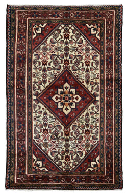 Persian Rug Hand Knotted Oriental Rug Semi-Antique Persian Hamadan Rug 3'3 x 5'4