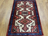 Persian Rug Hand Knotted Oriental Rug Semi Antique Persian Hamadan Rug 3'4X5'