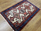 Persian Rug Hand Knotted Oriental Rug Semi Antique Persian Hamadan Rug 3'4X5'