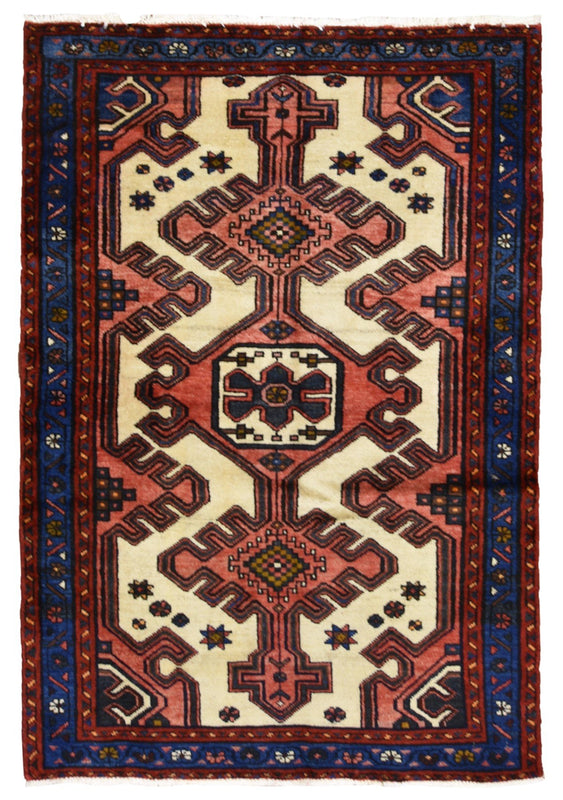 Persian Rug Hand Knotted Oriental Rug Semi Antique Persian Hamadan Rug 3'4X5'
