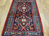 Persian Rug Hand Knotted Oriental Rug Semi Antique Persian Hamadan Rug 3'5X4'10
