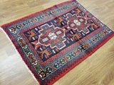 Persian Rug Hand Knotted Oriental Rug Semi Antique Persian Hamadan Rug 3'5X4'10
