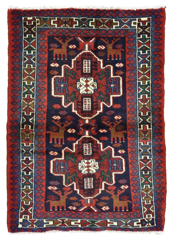 Persian Rug Hand Knotted Oriental Rug Semi Antique Persian Hamadan Rug 3'5X4'10
