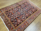 Persian Rug Hand Knotted Oriental Rug Semi Antique Persian Hamadan Rug 3'6 x 5'1