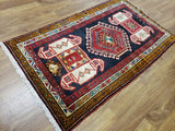 Persian Rug Hand Knotted Oriental Rug Semi Antique Persian Hamadan Rug 3'7 x 6'3