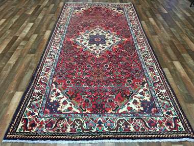 Persian Rug Hand Knotted Oriental Rug Semi-Antique Estate Persian Hamadan Rug 5' x 10'7