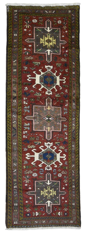 Persian Rug Hand Knotted Oriental Rug Semi-Antique Persian Hamadan Runner 1'11 x 6'6