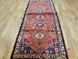 Persian Rug Hand Knotted Oriental Rug Semi-Antique Persian Hamadan Runner 3'10X9'2