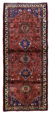 Persian Rug Hand Knotted Oriental Rug Semi-Antique Persian Hamadan Runner 3'10X9'2