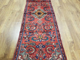 Persian Rug Hand Knotted Oriental Rug Semi-Antique Persian Hamadan Runner 3'1X9'7