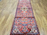 Persian Rug Hand Knotted Oriental Rug Semi-Antique Persian Hamadan Runner 3'1X9'7