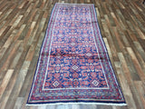 Persian Rug Hand Knotted Oriental Rug Semi-Antique Persian Hamadan Runner 3'7 x 9'6