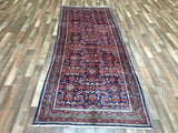 Persian Rug Hand Knotted Oriental Rug Semi-Antique Persian Hamadan Runner 3'7 x 9'6