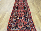 Persian Rug Hand Knotted Oriental Rug Semi Antique Persian Hamadan Runner 3'7X10'