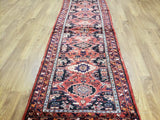 Persian Rug Hand Knotted Oriental Rug Semi Antique Persian Hamadan Runner 3'7X10'