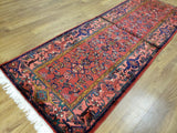 Persian Rug Hand Knotted Oriental Rug Semi Antique Persian Hamadan Runner 3'7X9'10