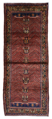 Persian Rug Hand Knotted Oriental Rug Semi-Antique Persian Hamadan Runner 3'7X9'