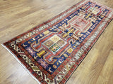 Persian Rug Hand Knotted Oriental Rug Semi Antique Persian Hamadan Runner 3'9X10'2