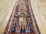 Persian Rug Hand Knotted Oriental Rug Semi Antique Persian Hamadan Runner 3'9X10'2